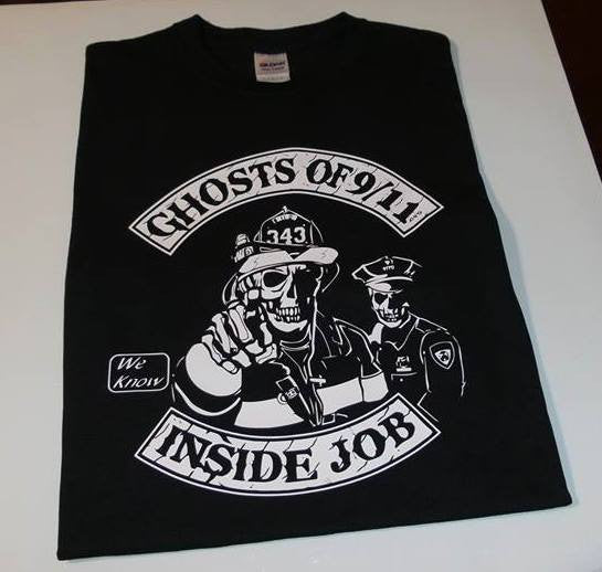 Ghosts of 911 Fireman Policeman White Print T-shirt | Blasted Rat