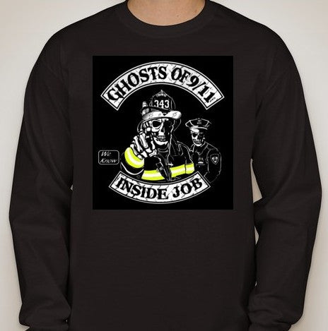 Ghosts of 911 Fireman Policeman Long Sleeve T-shirt | Blasted Rat