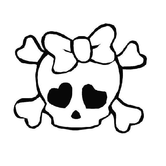 Girlie Skull Die Cut Vinyl Sticker Decal