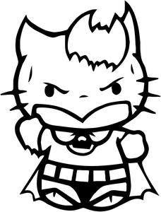 Hello Kitty Batman With Bat Logo Die Cut Vinyl Sticker Decal