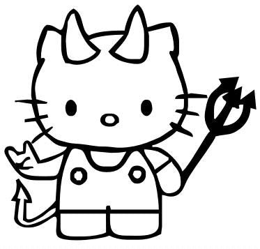 Hello Kitty Devil Metal Fork Die Cut Vinyl Sticker Decal