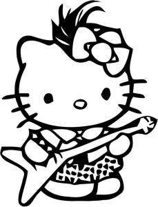 Hello Kitty Guitarist Die Cut Vinyl Sticker Decal