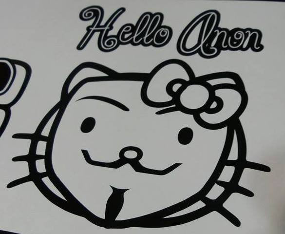 Anonymous Hello Anon Hello Kitty Head | Die Cut Vinyl Sticker Decal