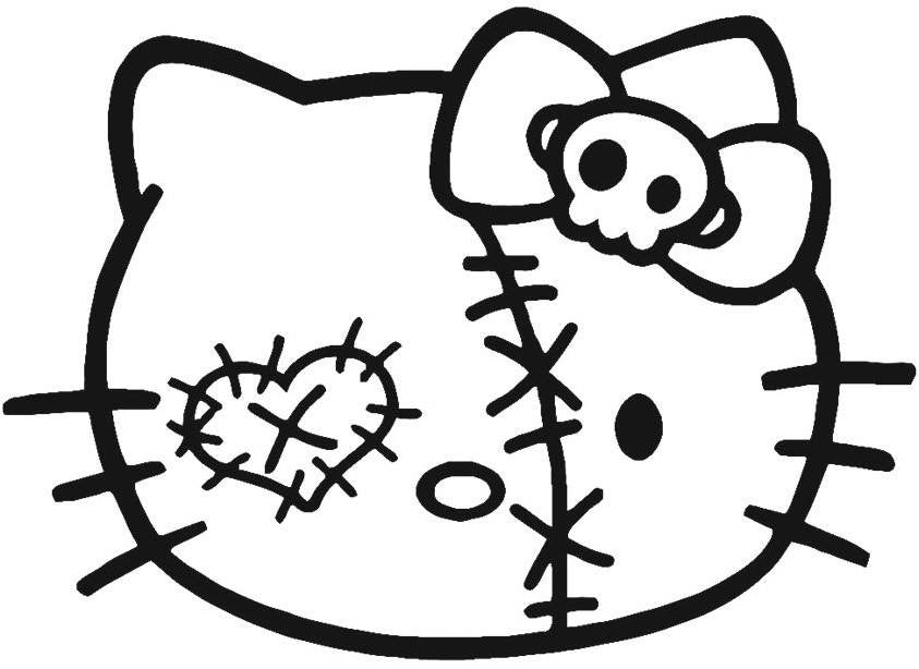 Hello Kitty Patched Zombie Head - Die Cut Vinyl Sticker Decal