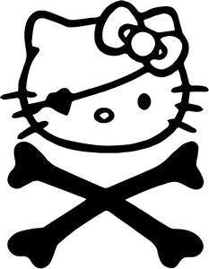 Hello Kitty Pirate With Heart Eyepatch Die Cut Vinyl Sticker Decal