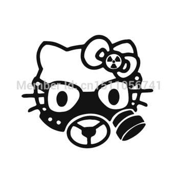 Hello Kitty Radioactive Gas Mask Die Cut Vinyl Sticker Decal