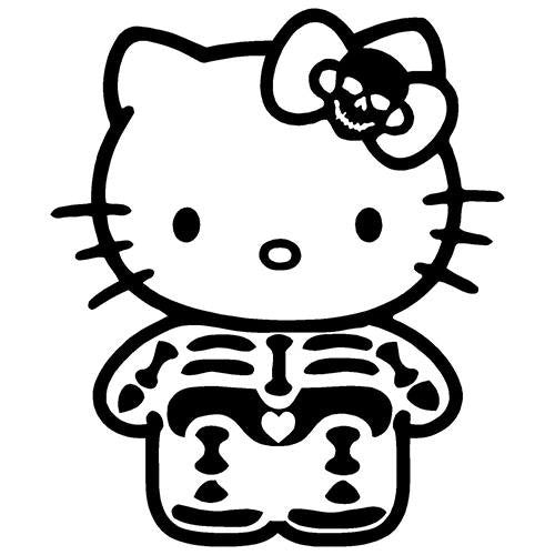 Hello Kitty Skeleton With Skull Ribbon Die Cut Vinyl Sticker Decal