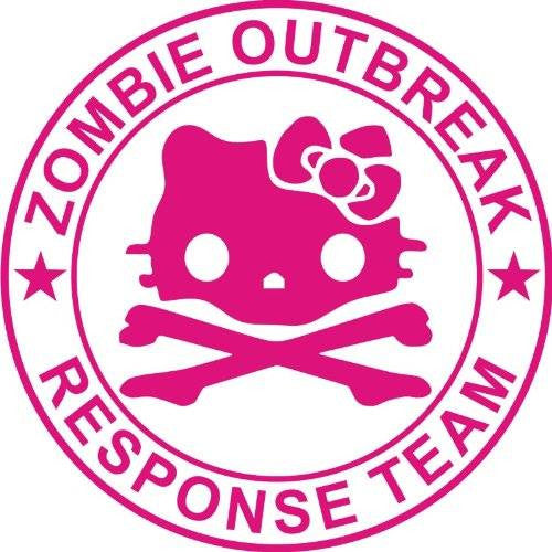 Hello Kitty Zombie Outbreak Response Team Skull Crossbones Die Cut Vinyl Sticker Decal