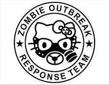 Hello Kitty Zombie Outbreak Response Team Gas Mask Die Cut Vinyl Sticker Decal