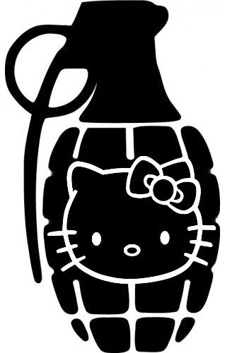 Hello Kitty Hand Grenade - Die Cut Vinyl Sticker Decal