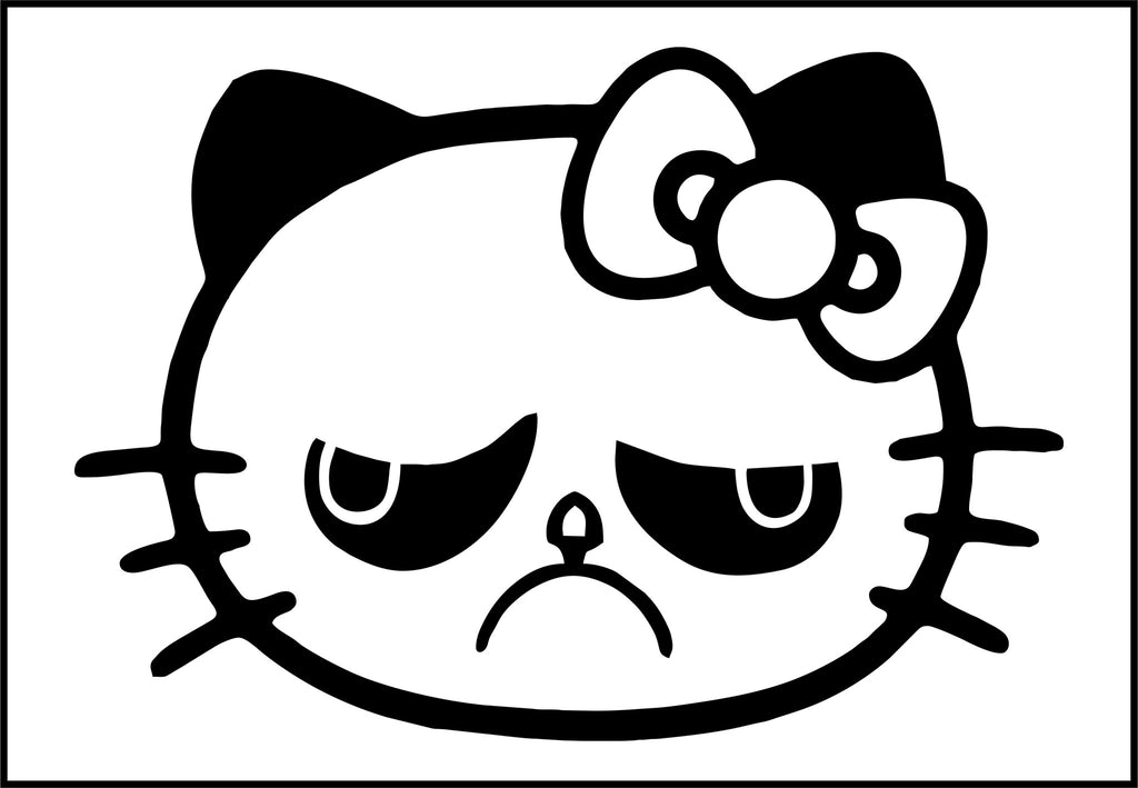 Hello Kitty Grumpy Cat - Die Cut Vinyl Sticker Decal