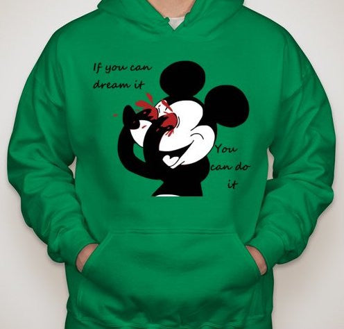 Mickey Mouse Bleeding Eyes You Can Do it Hoodie