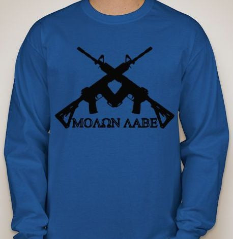 Molon Labe Crossed AR15s Long Sleeve T-shirt | Blasted Rat