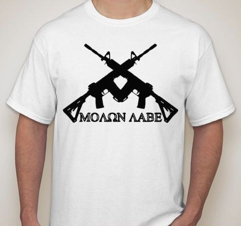 Molon Labe Crossed AR15s T-shirt | Blasted Rat