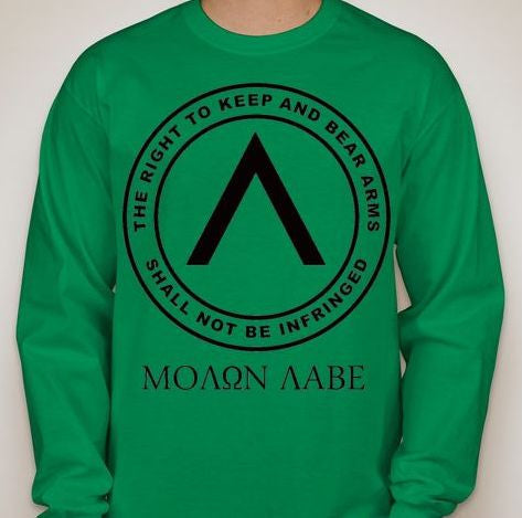 Molon Labe Right To Bear Arms Long Sleeve T-shirt | Blasted Rat