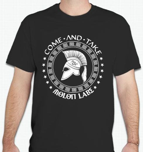 Molon Labe Spartan Helmet Round Logo T-shirt | Blasted Rat