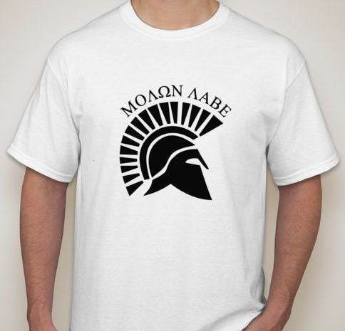 Molon Labe Spartan Helmet Side View T-shirt | Blasted Rat