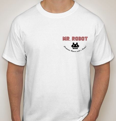 Mr Robot Computer Repair With A Smile Small Logo TV Show T-shirt