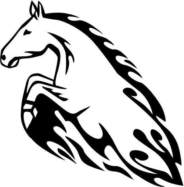Horse with flames, Mustang - Die Cut Vinyl Sticker Decal