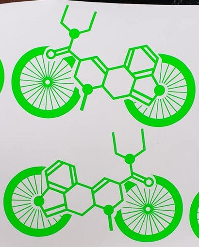 Psychadelic Bike Bicycle decal LSD DMT Mushroom Fans Neon Green