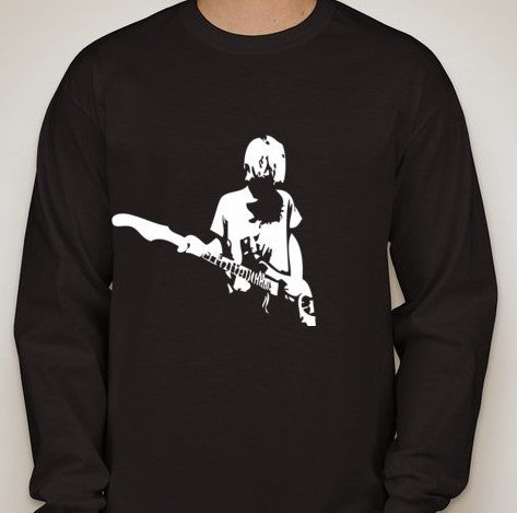Nirvana Kurt Cobain with Guitar Long Sleeve T-shirt | Blasted Rat