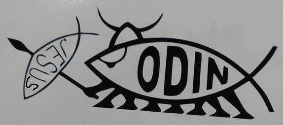Odin Having Jesus Fish On A Spear Viking |  Die Cut Vinyl Sticker Decal
