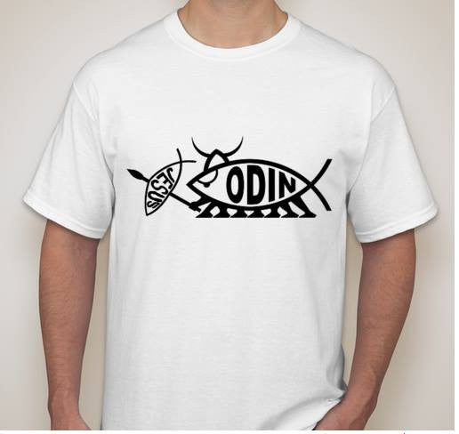 Odin Having Jesus Fish On A Spear Viking T-shirt  | Blasted Rat