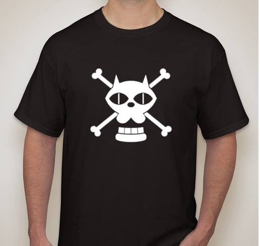 One Piece Anime Black Cat JOLLY ROGER Pirate Flag T-shirt | Blasted Rat