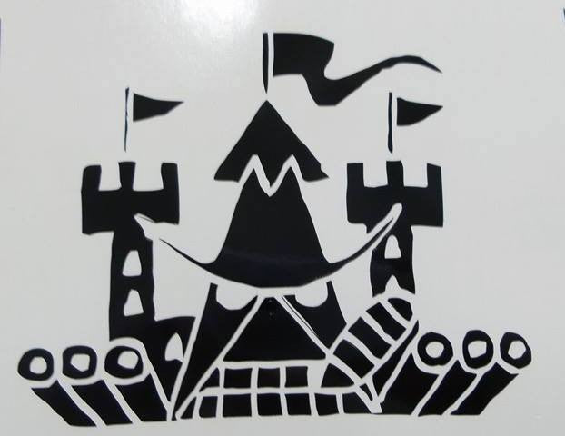 One Piece Anime Firetank Jolly Roger Pirate Flag | Die Cut Vinyl Sticker Decal
