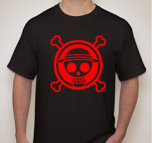 One Piece Anime Straw Hat Jolly Roger Red Art T-shirt | Blasted Rat