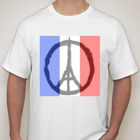 Eiffel Tower Peace Symbol French Flag #ParisAttacks November 13 2015 Terror Attack Solidarity With The Victims T-shirt | Blasted Rat
