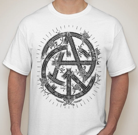 Anarchy Peace Rose Skull Intertwined Symbols T-shirt