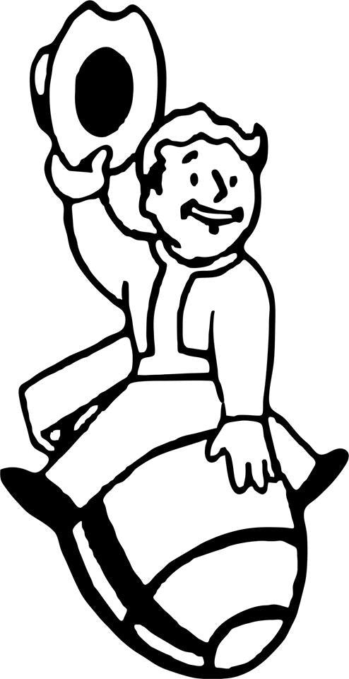 Pip Boy riding a rocket, Fallout - Die Cut Vinyl Sticker Decal