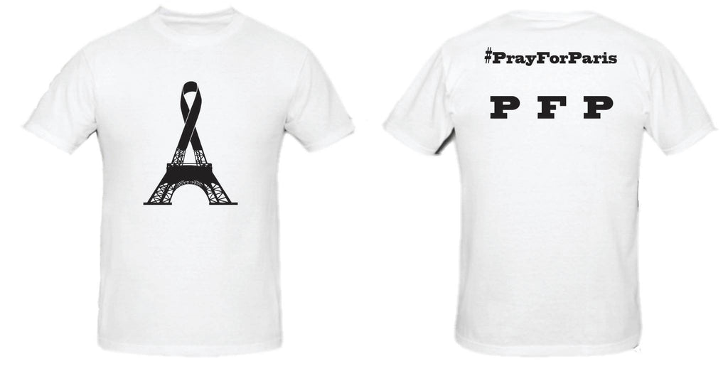 Eiffel Tower Pray For Paris Black Ribbon November 13 2015 Terror Attack Solidarity With The Victims T-shirt | Blasted Rat