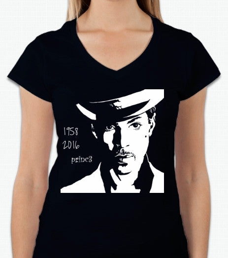 Prince RIP 1958 2016 Ladies V-Neck T-shirt