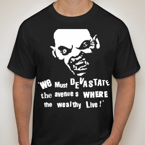 Punk Rock Monster We Must Devastate The Avenues Where The Wealthy Live Music Anarchy T-shirt | Blasted Rat