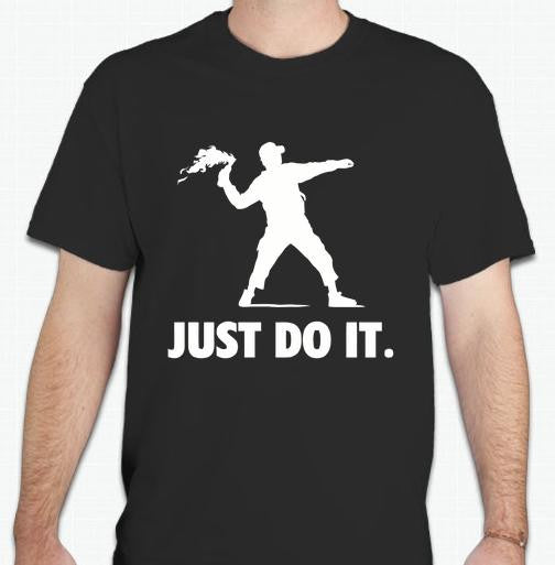 Riot Just Do It Molotov Street Art T-shirt | Blasted Rat
