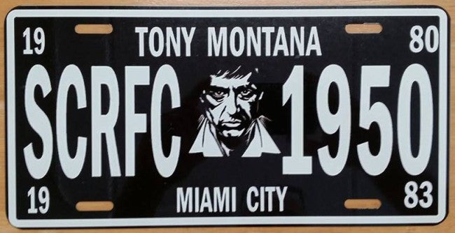 Scarface Tony Montana Miami City 1950 Al Pacino Vanity License Plate