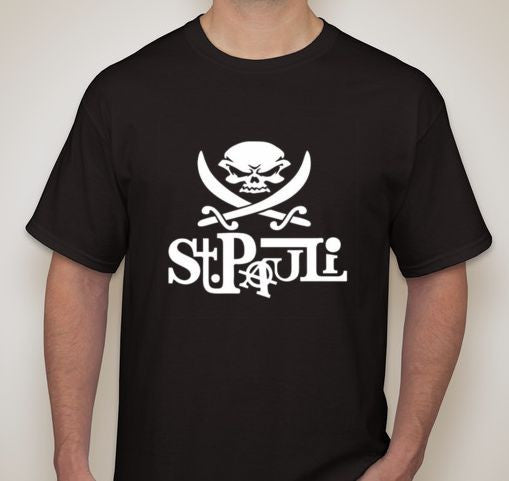 St Pauli Pirate Skull Crossed Swords Jolly Roger Antifa Anarchist Football T-shirt