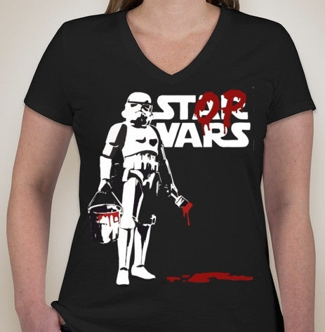 Stop Wars Stormtrooper Graffity T-shirt Ladies Star Wars V-Neck T-shirt
