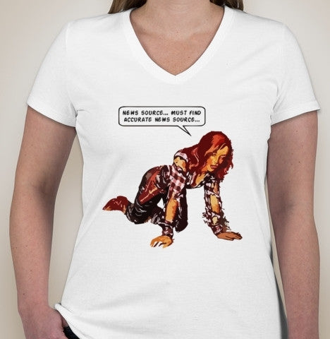The Fifth Column Must Find Accurate News Source Ladies V-Neck T-shirt