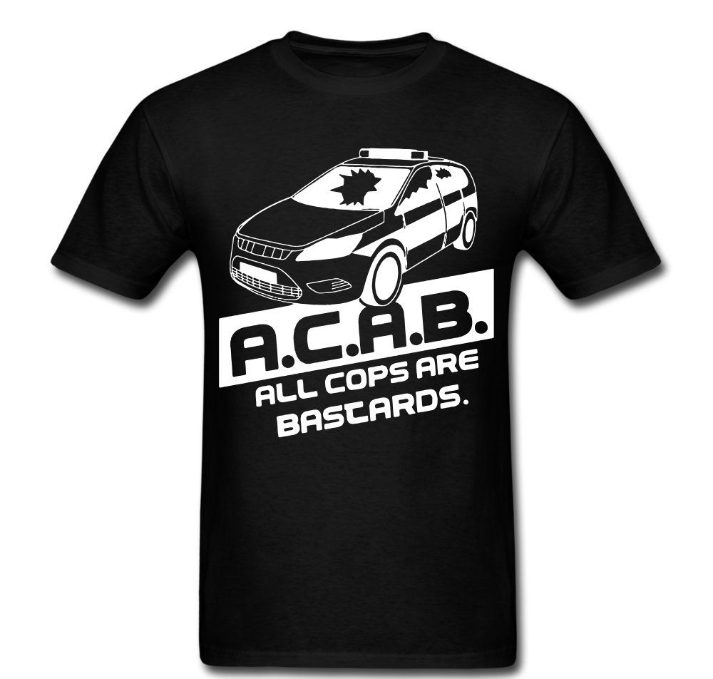 ACAB All Cops Are Bastards Broken Windshield Cop Car T-Shirt