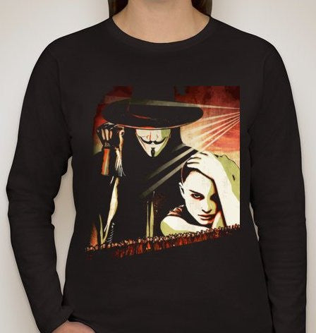 Anonymous V for Vendetta Natalie Portman Women Long Sleeve T-shirt | Blasted Rat