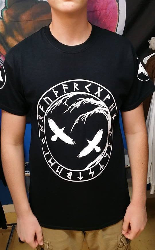 Viking Birds Yggdrasil Tree Of Life Eagle Flying Crow Sleeve Logos T-shirt | Blasted Rat