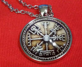 Viking Vegvisir Icelandic Sailor Rough Weather Protection Brown Medallion Nordic Jewelry Necklace