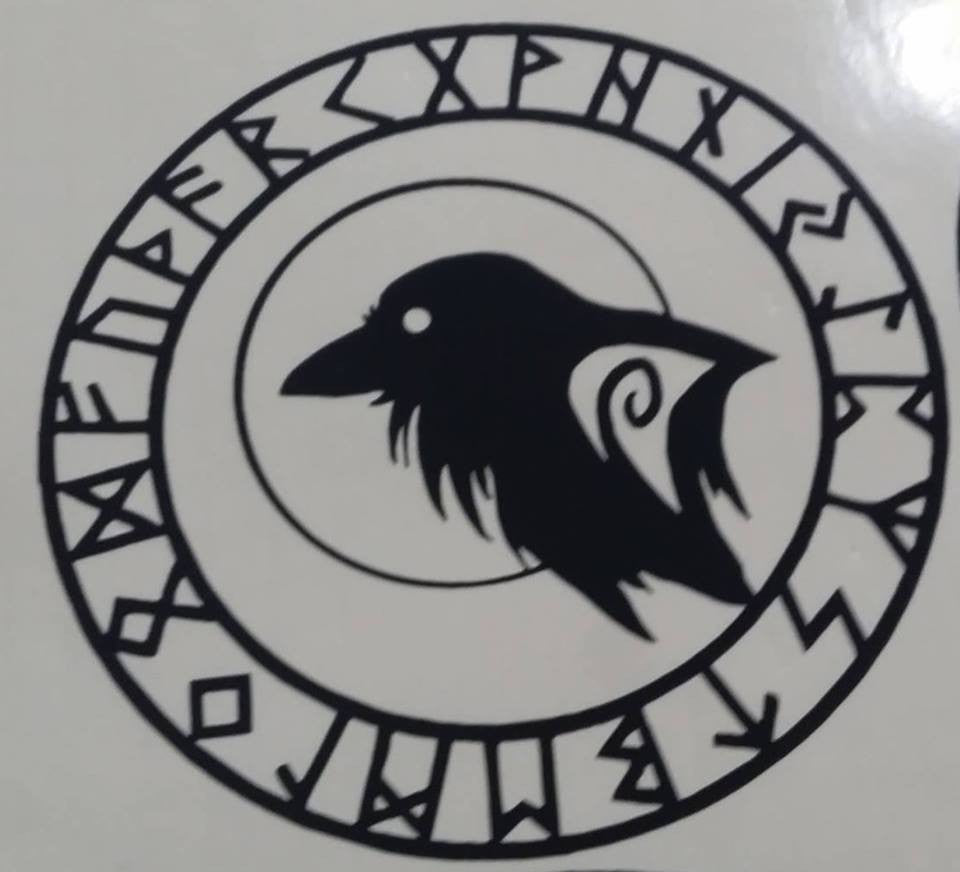 Viking Rune Crow Head Amulet | Die Cut Vinyl Sticker Decal