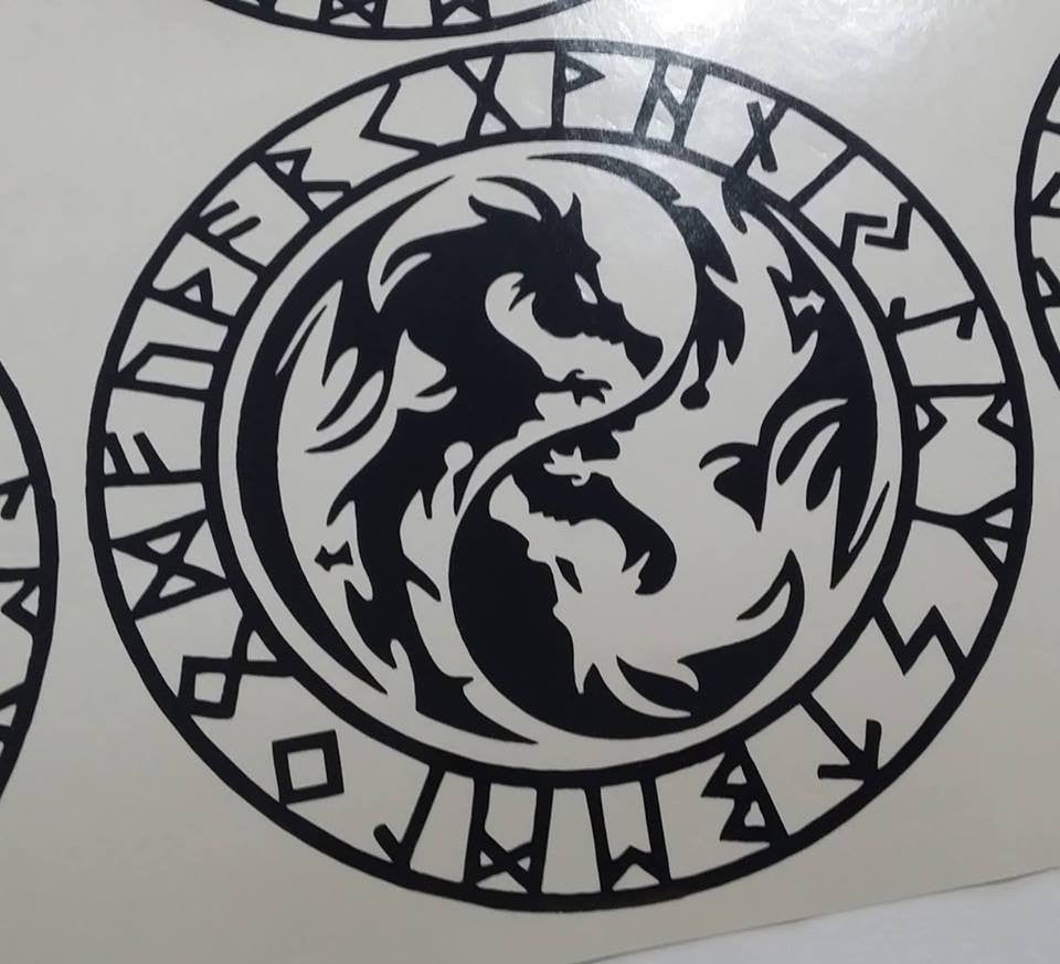 Viking Rune Dragons Amulet | Die Cut Vinyl Sticker Decal