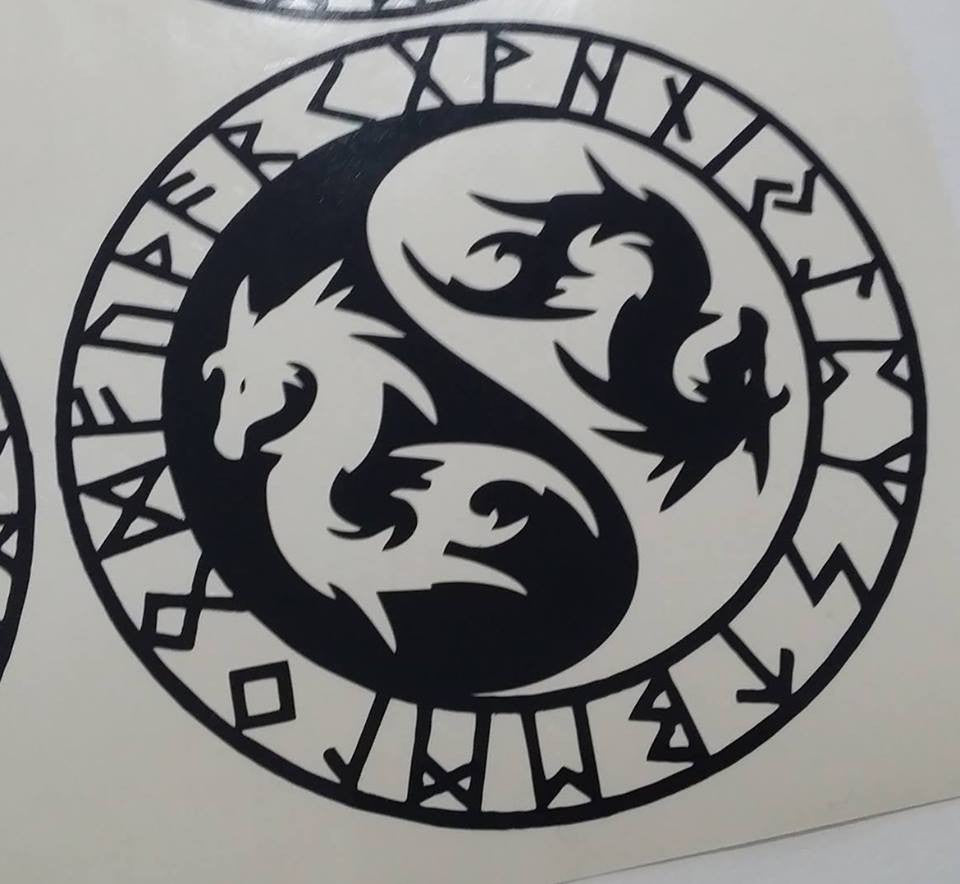 Viking Rune Dragons Variation Amulet | Die Cut Vinyl Sticker Decal