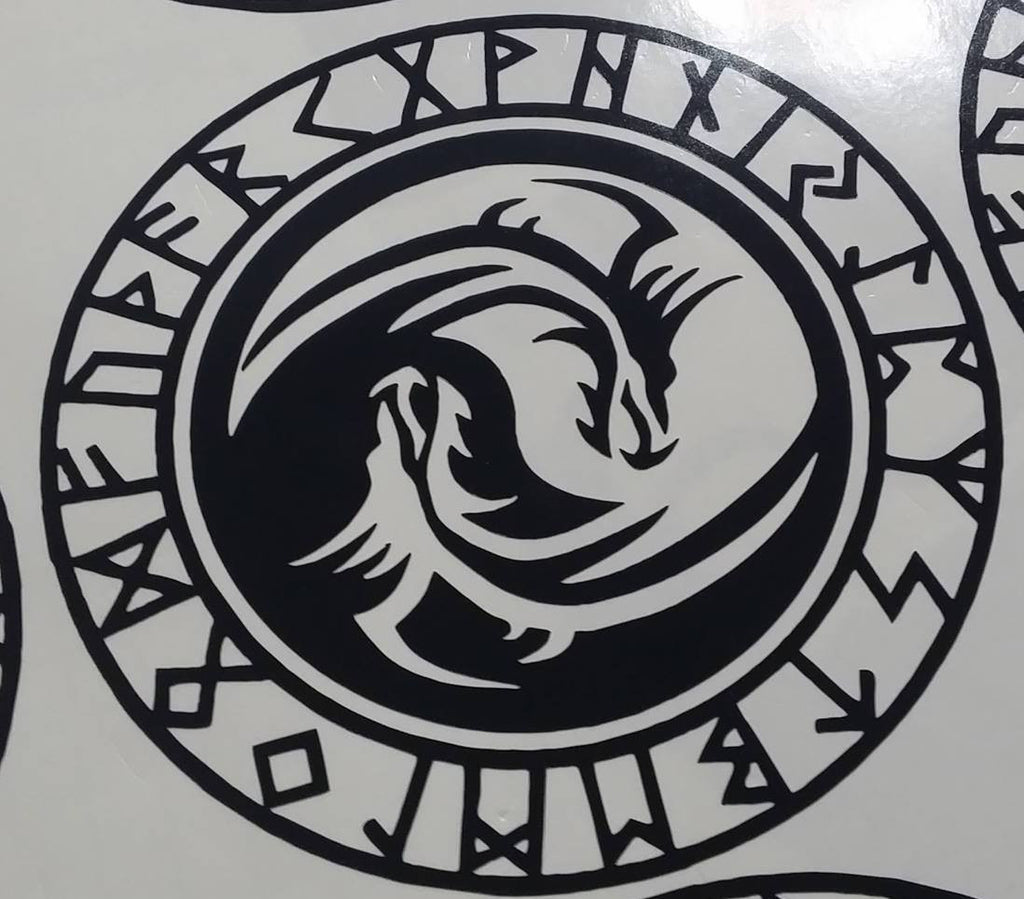 Viking Rune Dragons Variation2 Amulet | Die Cut Vinyl Sticker Decal