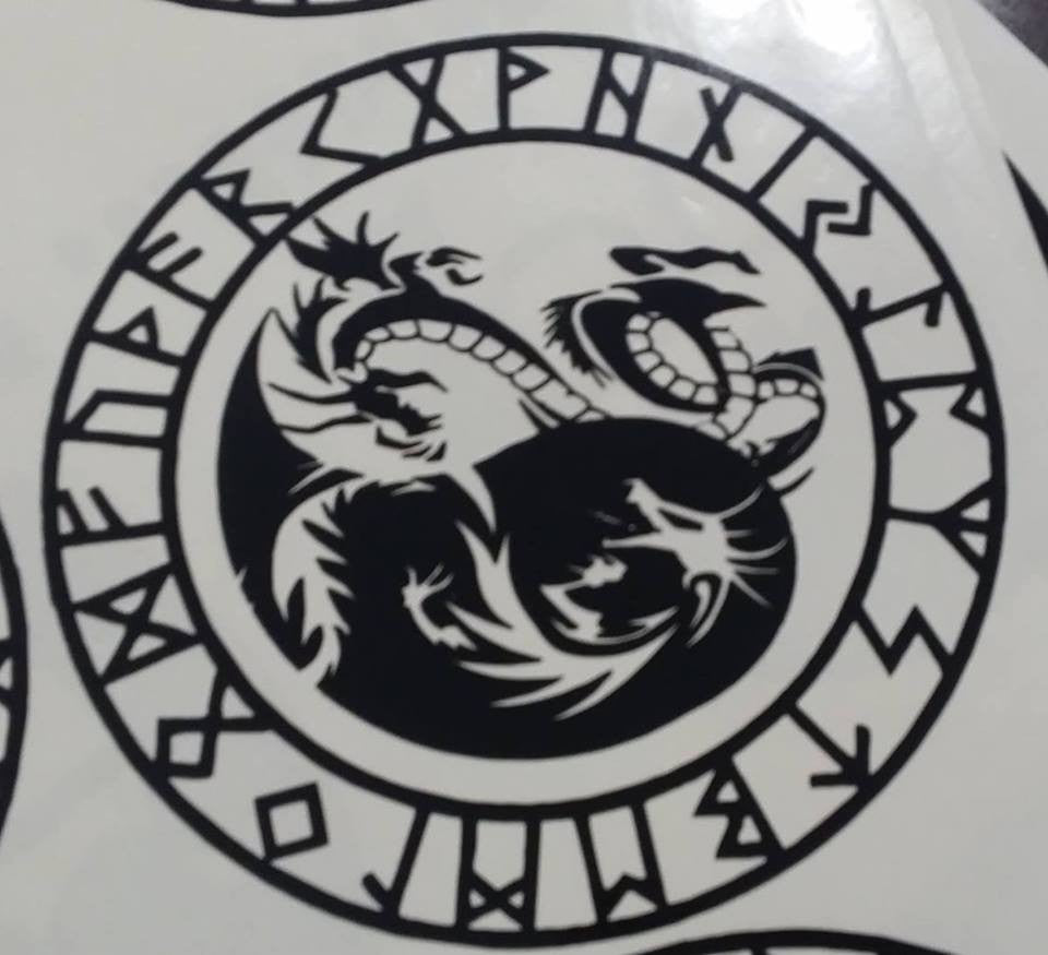 Viking Rune Dragons Variation3 Amulet | Die Cut Vinyl Sticker Decal